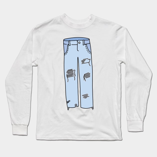 Mom Blue Jeans Long Sleeve T-Shirt by murialbezanson